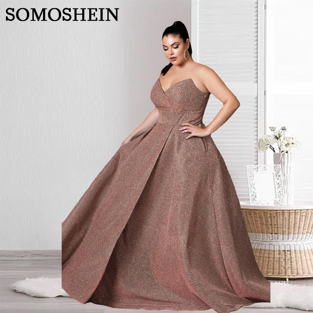 

SOMOSHEIN Plus Size Women Clothing Elegant Loose Solid Color Wrap Breast Evening Wedding Party Dress Wholesale Dropshipping
