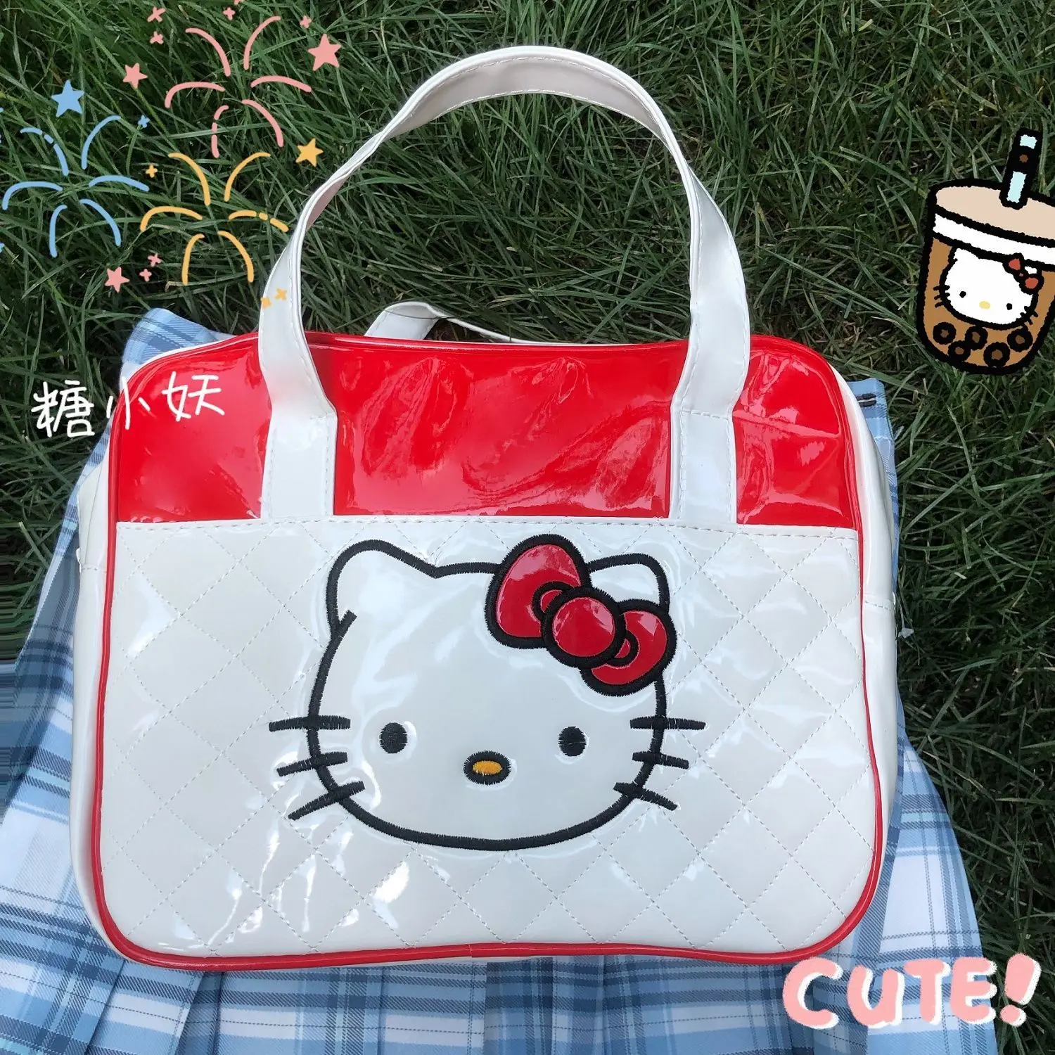 

Kawaii Hello Kitty Japanese Sweetheart Hot Girl Pu Handbag Messenger Bags Waterproof Cosmetic Shoulder Pink Schoolbags for Girls