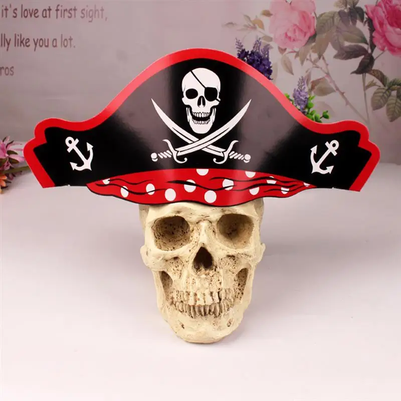 24pcs Halloween Pirate Theme Paper Hat Pirate Hat Halloween Party Cosplay Props For Kids Halloween Masquerade Pirate Hat
