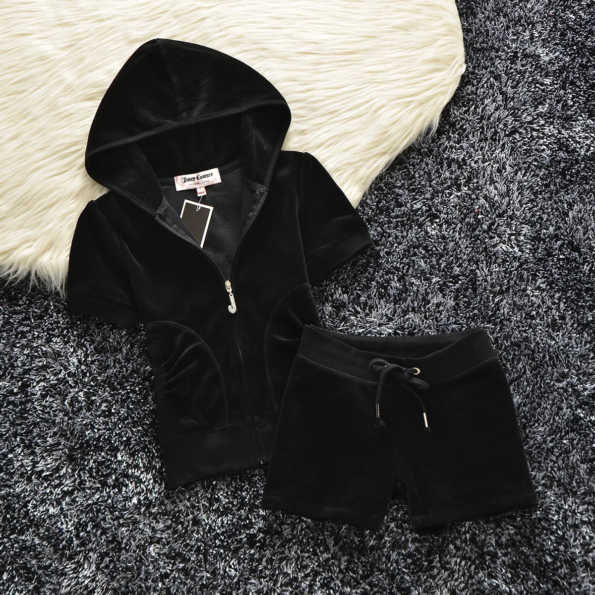 

Juicy Corture Tracksuit Short Pants Tracksuit Velvet Fabric Tracksuits Fleece 2 Piece Set Suits Shorts Sets Shorts and Hoodies