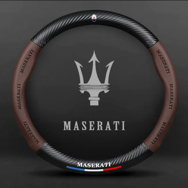 

3D Embossing Carbon Fiber Leather Car Steering Wheel Cover For Maserati Ghibli Reloj Levante Granturismo Quattroporte Ropa Coche