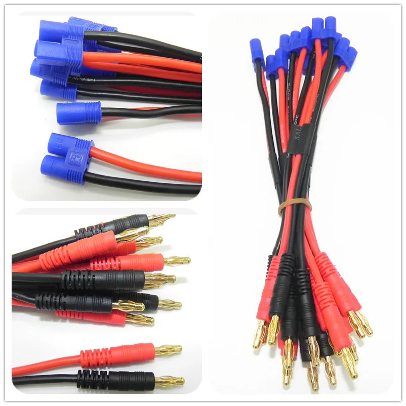 

100sets EC3 to 4.0mm Banana Connector Bullet Plug with 14 AWG Silicone Cable 150MM for DIY Lipo Battery RC Power Supply