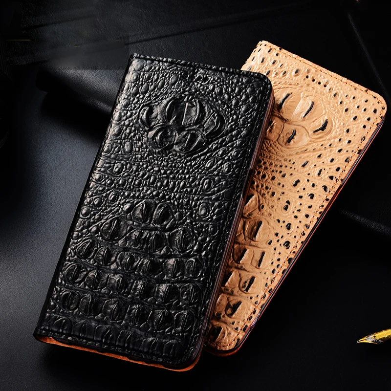 

Cowhide Genuine Leather Flip Case For Vivo Y3s Y1s Y9s Y11s Y12i Y12a Y12s Y20 2020 2021 Luxury Crocodile Texture Phone Cover