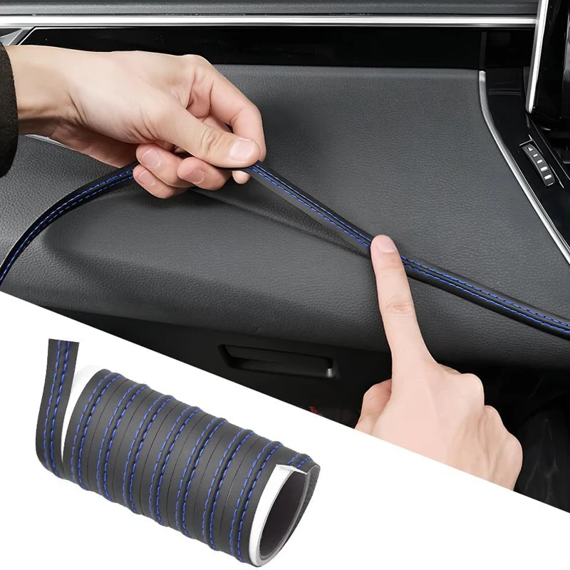 

Универсальные автомобильные молдинги, отделка из искусственной кожи, сделай сам, оплетка, декоративная полоса для двери, наклейка на приборную панель, аксессуары для салона автомобиля