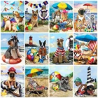 Алмазная живопись HUACAN с изображением собаки 5D, Алмазная мозаика сделай сам, Приморская вышивка, квадратные наборы для вышивки, подарок ручной работы