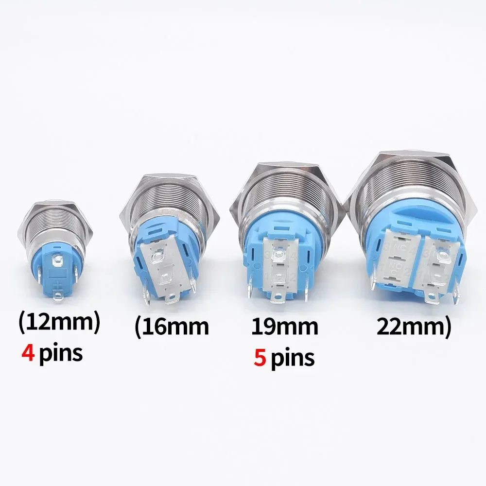 12 16 19 22 мм Металлический кнопочный переключатель с проводным выключением питания