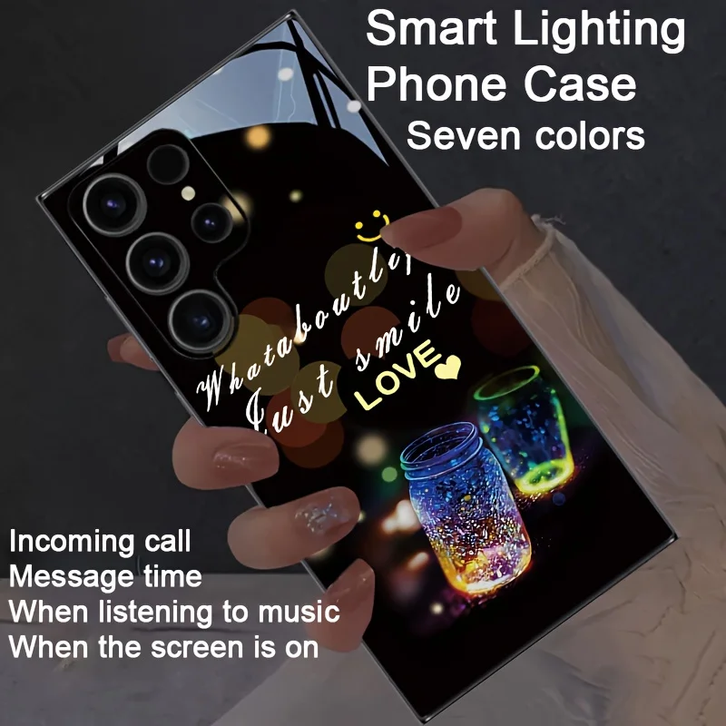Фото Светящийся чехол для телефона Starry Drifting Bottle для Samsung S25 S24 Ultra S22 S23 S21 Ultra FE Plus Skull LED Flash Cover Capas Bags №3
