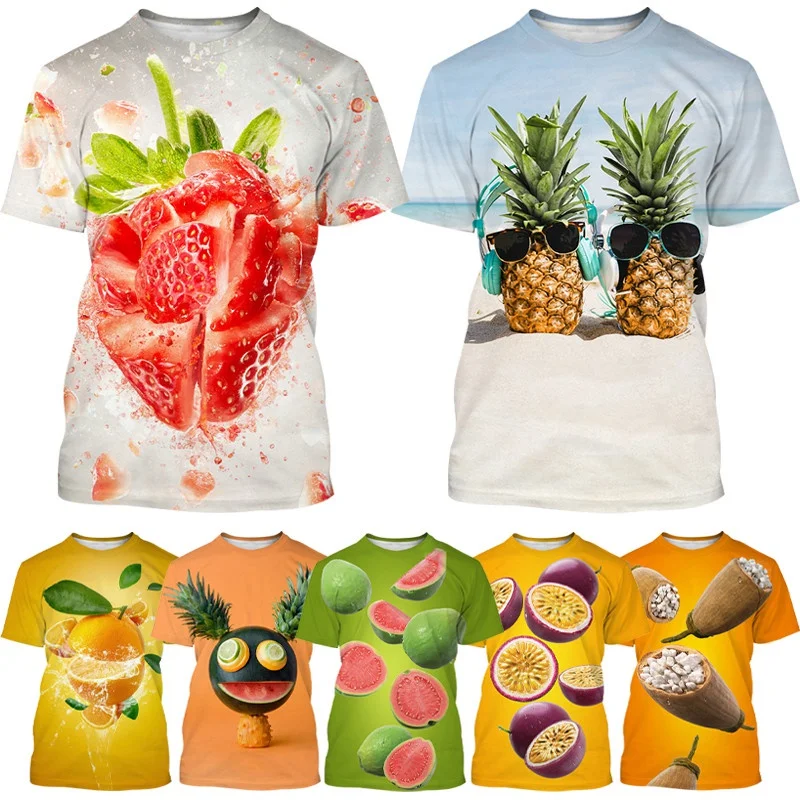 

Summer New Fun Fruit 3d Printing Men's Women's Children Casual T-shirt Watermelon Strawberry Sports Quick-drying Breathable Top