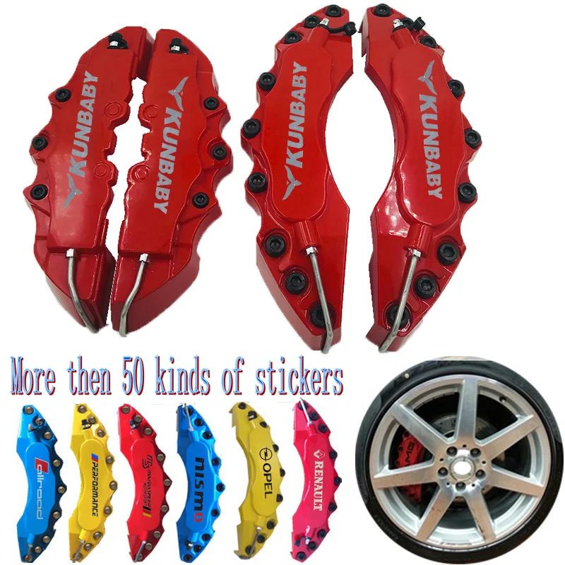 

KUNBABY 4 Pcs ABS Plastic Disc Brake Caliper Cover With Sticker Logo For Wheel R18 R19 Front Rear Car Styling Free Shipping