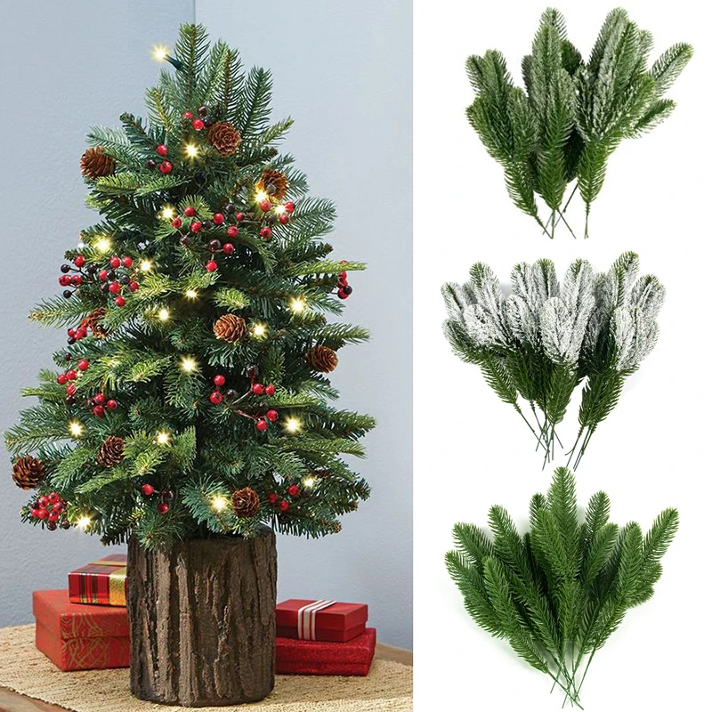 

10pcs Pine Branches Artificial Plants Christmas Home Tree Decorations Fake Plants Needle Garland Xmas Tree Ornaments Kids Gift