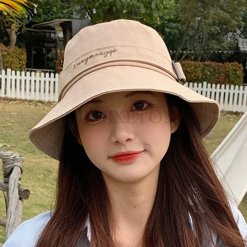 

Summer Men Women Bucket Hat Letter Print Boonie Hat Solid Color Travel Beach Sun Hats Casual Visor Fishman Caps