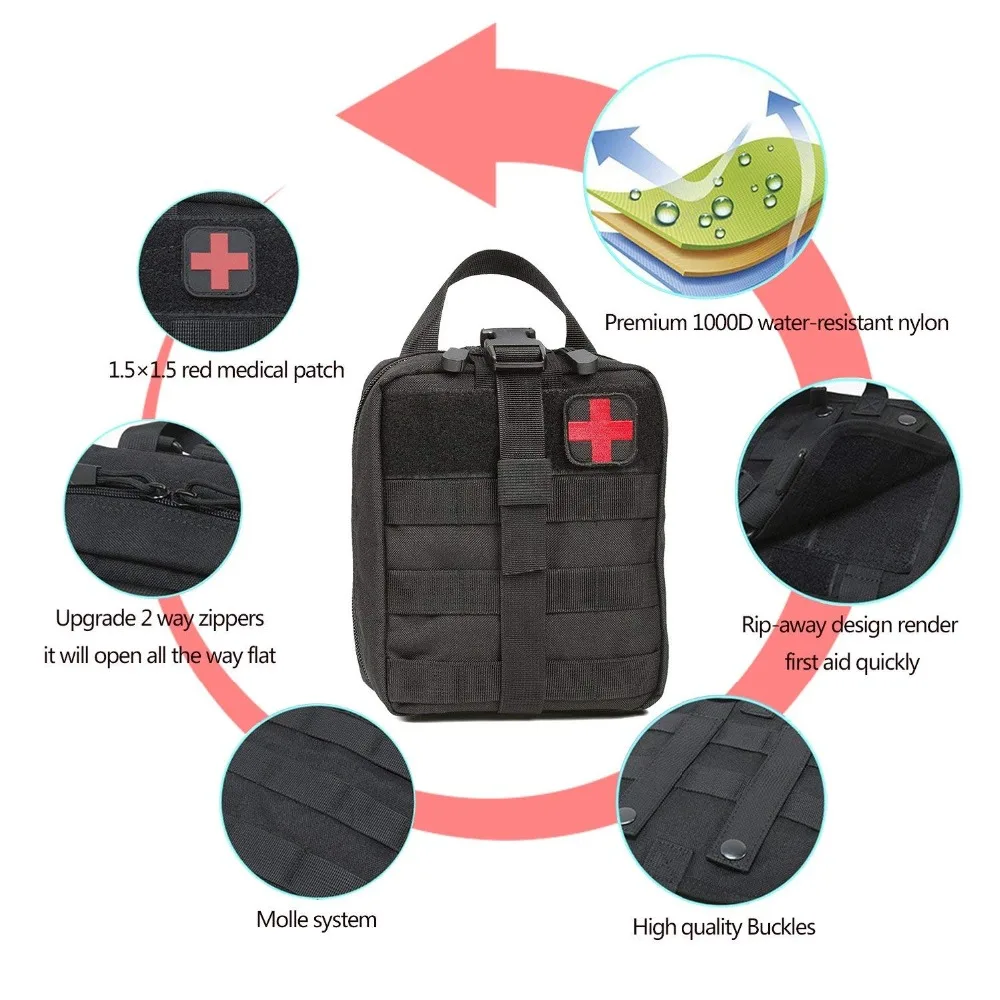 

NEW Outdoor Water First Aid Kits Travel Oxford Cloth Tactical Waist Pack Camping Climbing Bag Black Emergency Case
