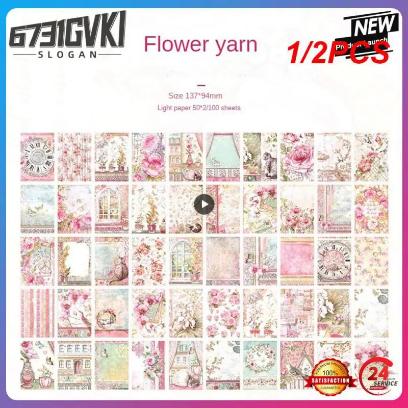 

1/2PCS Yoofun 100sheets Retro Decorative Material Paper Book Vintage Rose Letter Flowers Papers Journal Dairy Craft Making