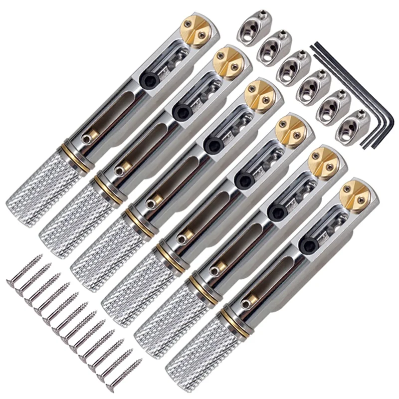 

6Pcs Split Single Branch Headless Fixed Guitar Bridge with Screws for Electric Bridge Guitar Accessories
