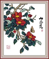 camellia embroidery stamped cross stitch patterns kits printed canvas 11ct 14ct needlework cross stitch