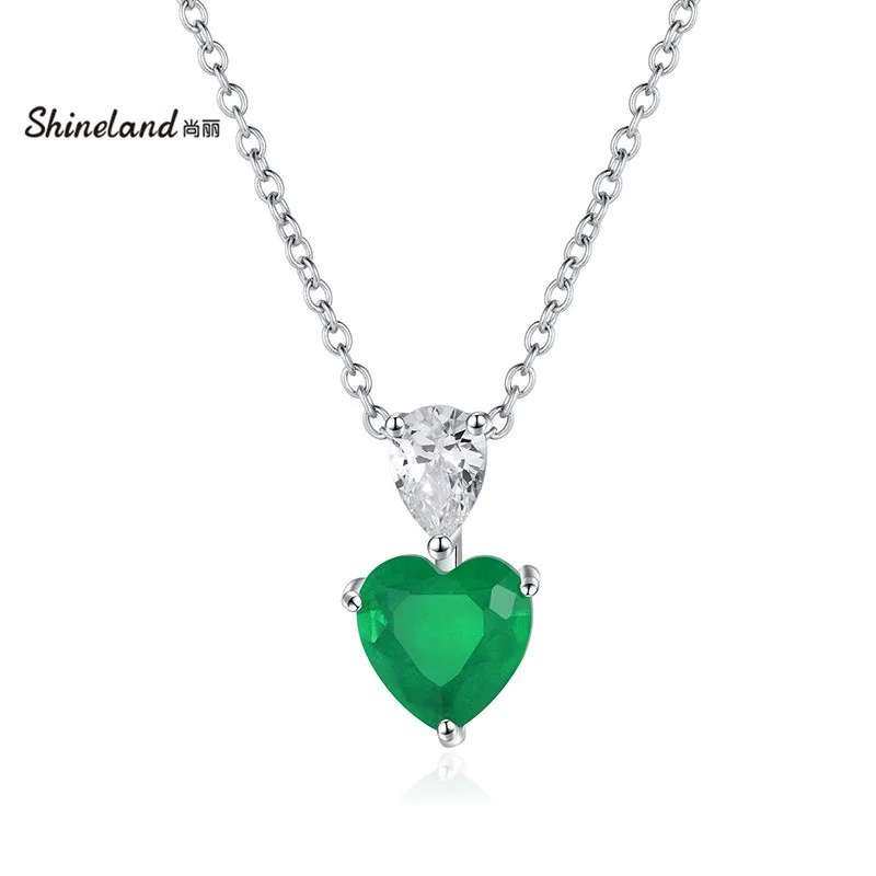 

Shineland Maxi Choker Necklace Collier Classic Fashion Heart Pendant Zircon Luxury Women Party Jewelry Accessories Mother Gifts