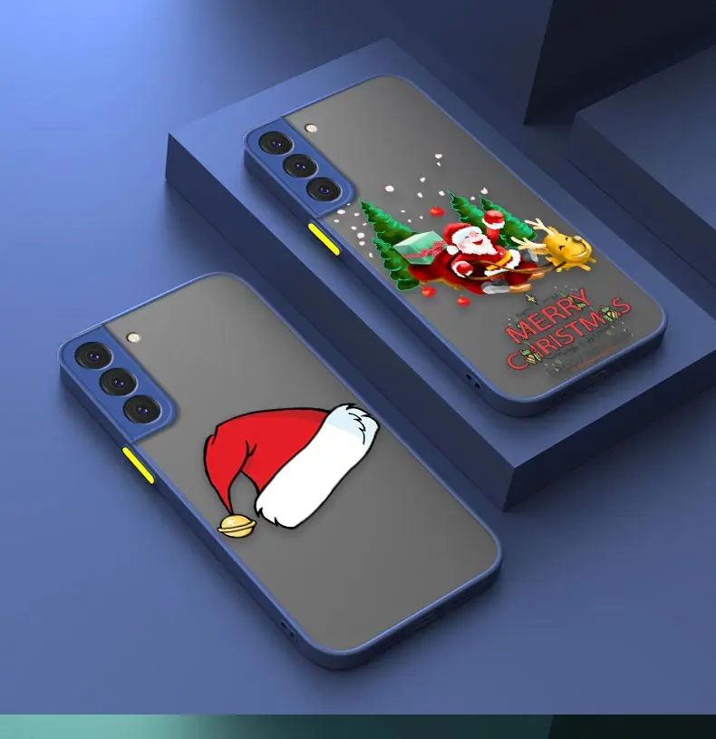 

Merry Christmas Santa Claus Matte Case For Samsung S22 S21 S20 S10 S9 S8 S10E FE Lite Plus Ultra 5G Capa Fundas Coques Cases