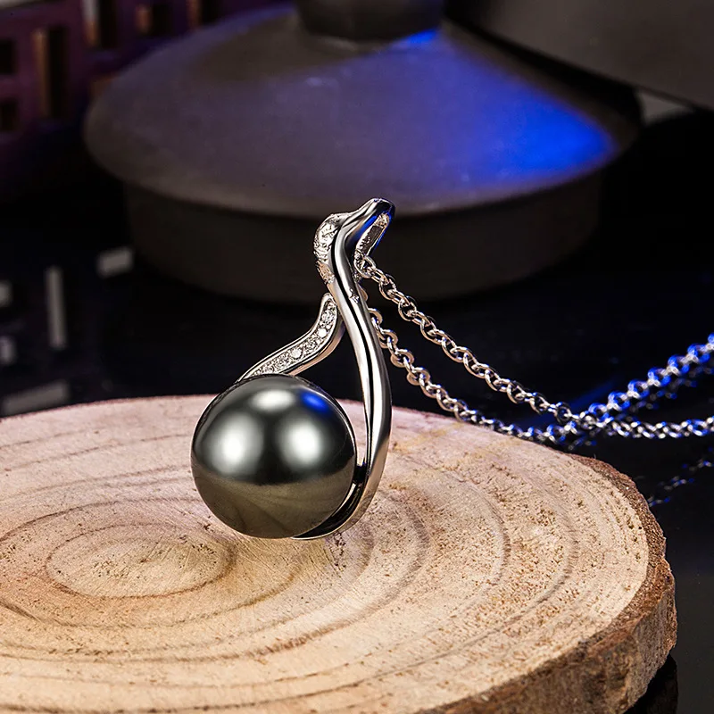 Ожерелье CIAXY Silver Color Black Pearl для женщин с подвеской лебедь на цепочке Choker Clavicle, ювелирные украшения в стиле корейской простоты, подарок.