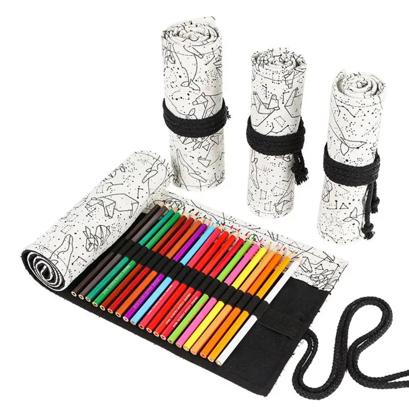 

Constellation 12/24/36/48/72 Hole Canvas Roll Pen Curtain Pencil Bag Case Makeup