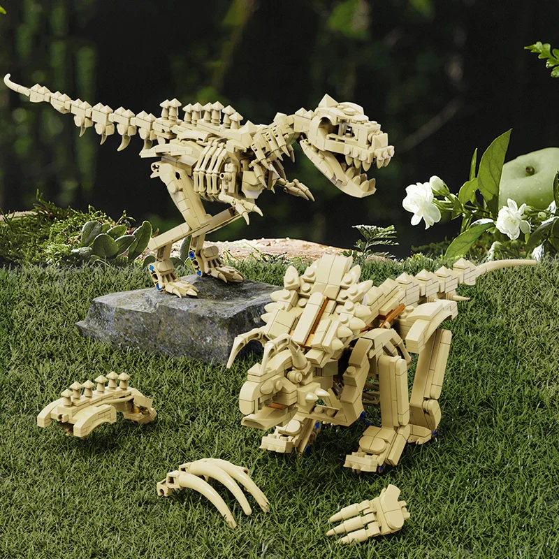 Jurassic Dinosaur World Park T-rex Triceratops Skeleton Building Blocks Indominus Rex Dino Fossil Bricks Toys Gift For Children