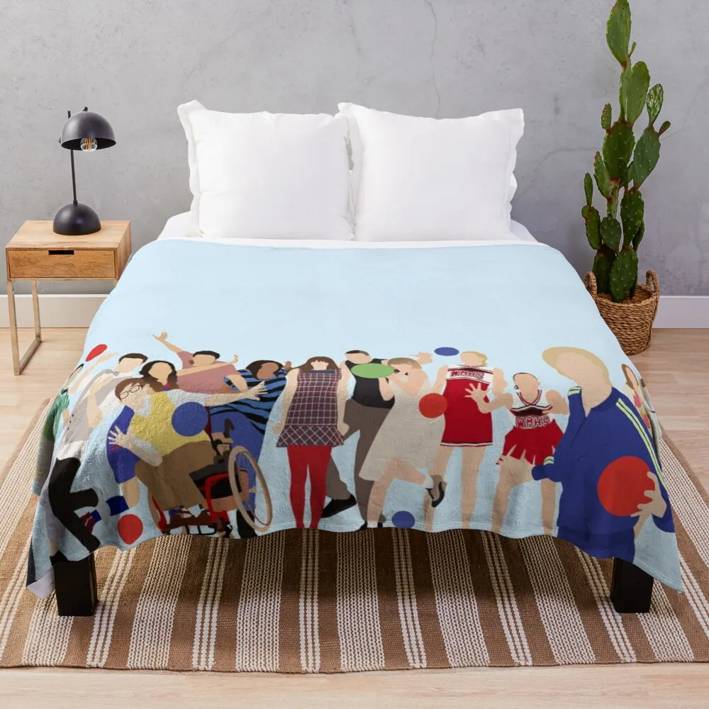 Os personagens de glee lançam a cobertura bordada cobertor para o sofá única cobertura fina da tela do luxuoso da cobertura