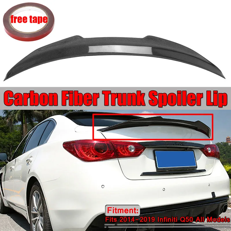 

PSM Style Real Carbon Fiber Duckbill Car Rear Trunk Spoiler Wing Lip Big For Infiniti Q50 PSM Style 2014-2019 Wing Spoiler