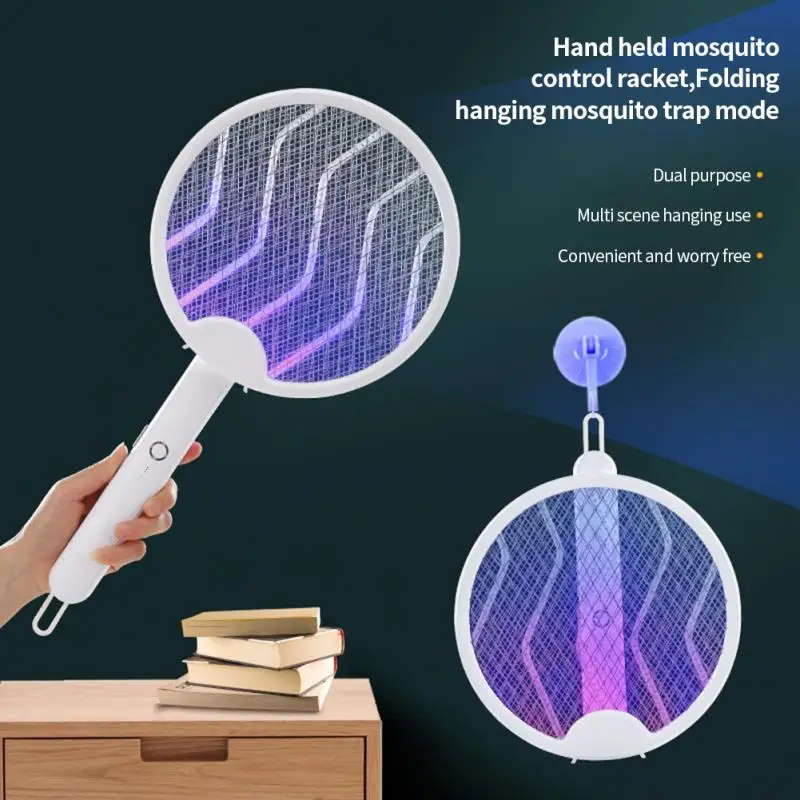 

Foldable Electric Mosquito Swatter Handheld Usb Rechargeable Fly Swatter Trap 3200v Electric Mosquito Bat Bug Zappers 1800mah