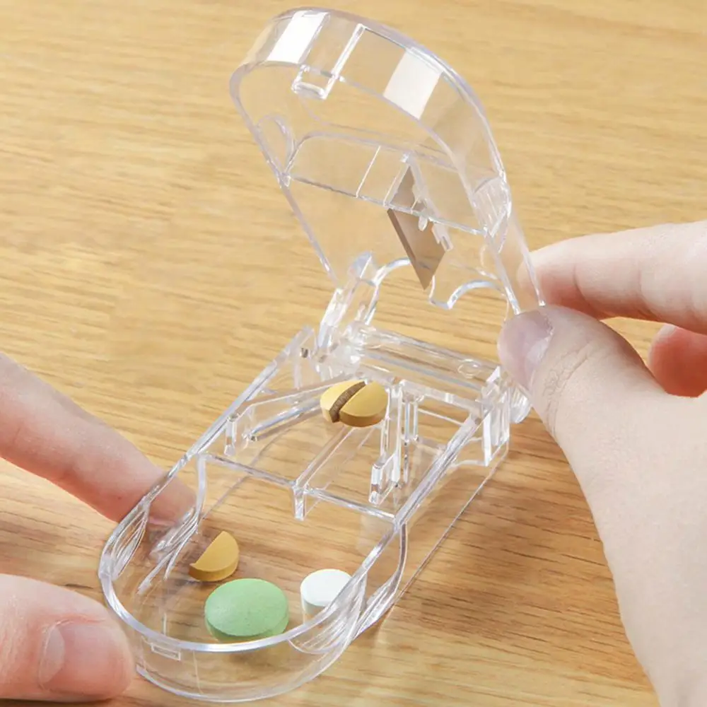 

Small Foldable Medicine Pill Cutter Mini Medicine Cutter Convenient Pill Storage Box Health Care Portable Household Plastic