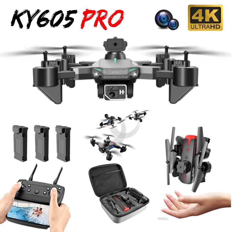 

2022 RC Camera Foldable Way 4K Gifts New KY605 Hold HD Avoidance Drone Obstacle Pro Mode Altitude Four Toys Mini Quadcopter