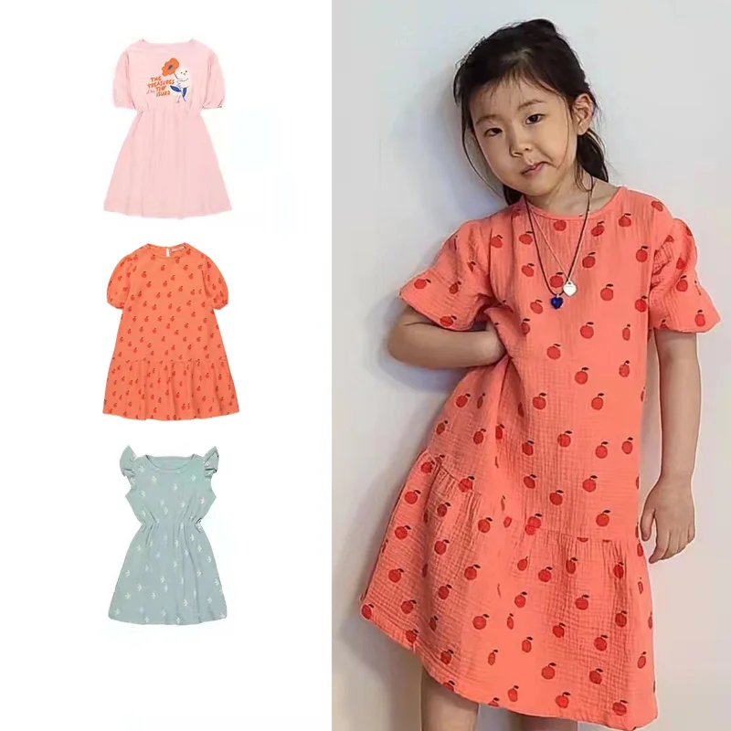 

Платья для девочек 2022, летняя брендовая одежда для детей, платья с коротким рукавом для девочек, платья для девочек, одежда для девочек