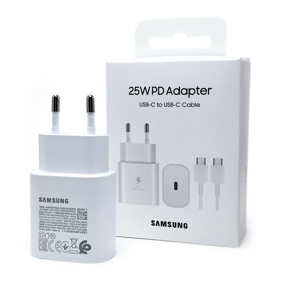 SAMSUNG PD 25-ватное быстрое зарядное устройство для Galaxy S24 Ultra Plus S23 S22 Fold 6 5 4 3 Z Flip A55 A54 USB-C Кабель-а...