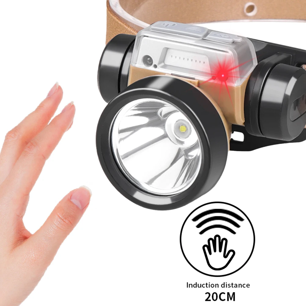 

Налобсветильник фонарь, миниатюрная Водонепроницаемая Индукционная лампа, 400 лм, 5 режимов, суперяркий белый и красный светильник для пеших ...