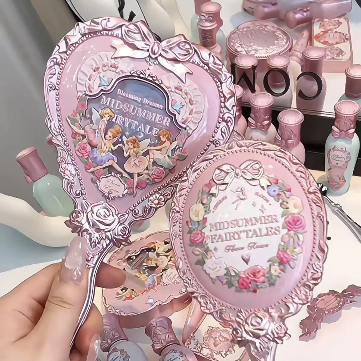 Ручное зеркало с изысканным зеркалом для девушек портативное макияжа подарок