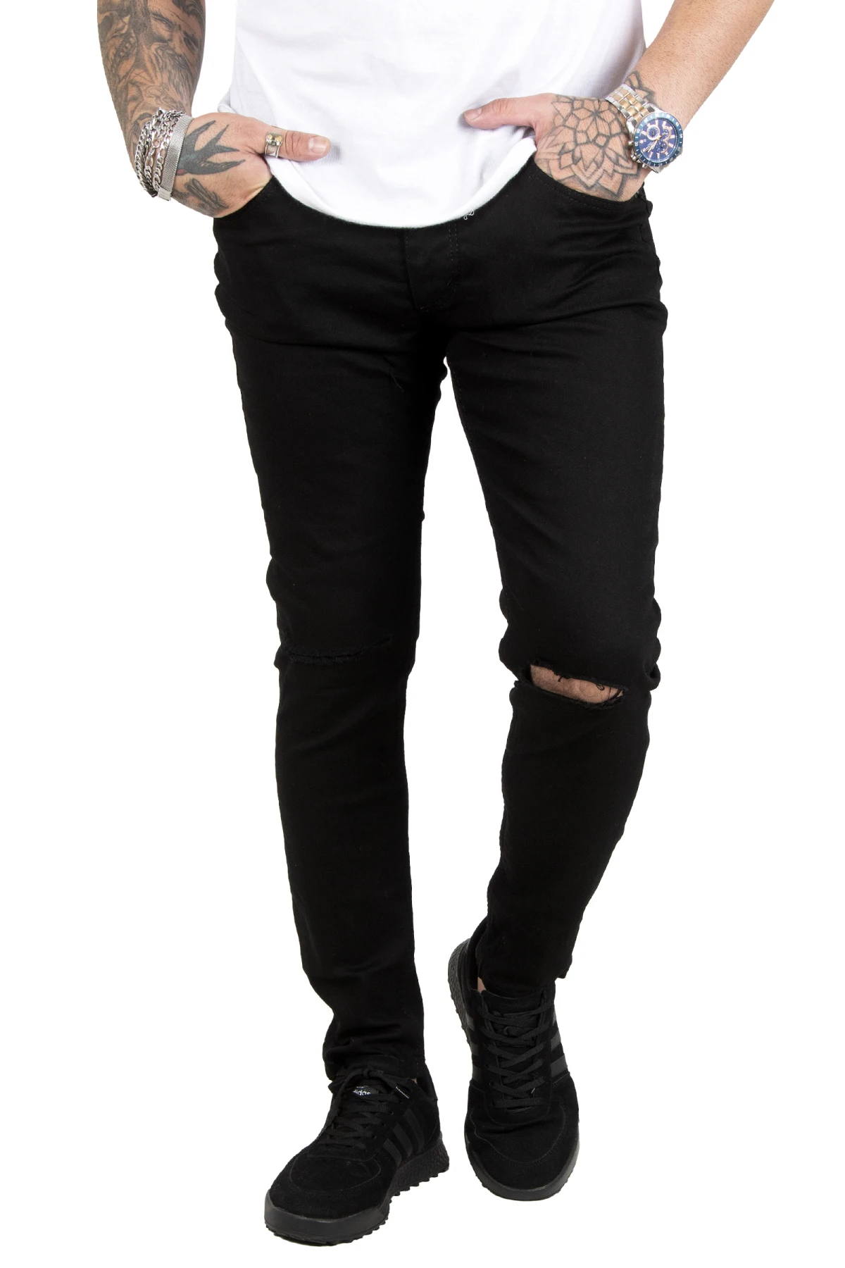 DeepSEA knee ripped lycra Slim Fit men jeans 1902114