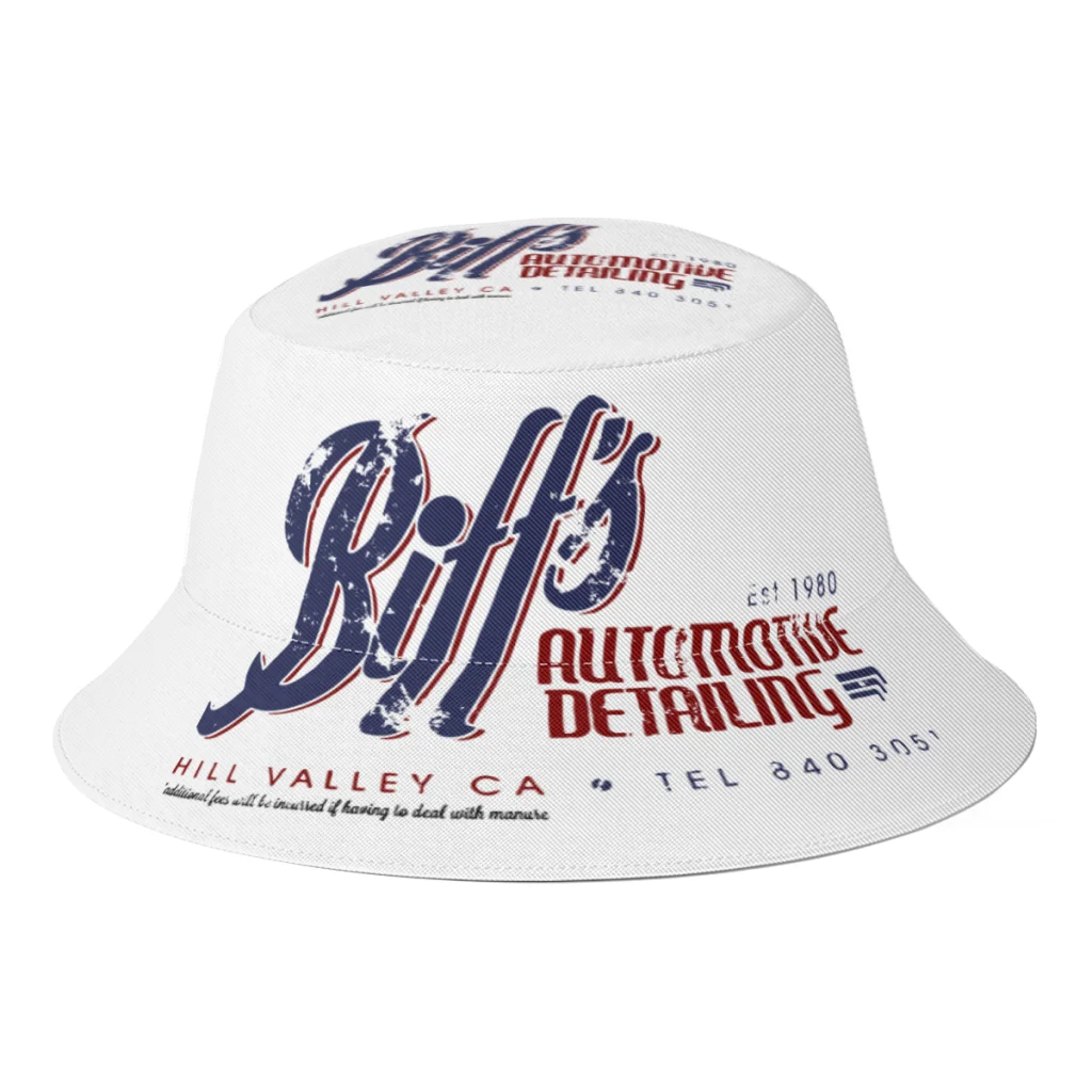 

New Summer Biff's Auto Detailing Bucket Hat for Women Men Back To The Future Outdoor Foldable Bob Fishing Hat Girls Boys Panama