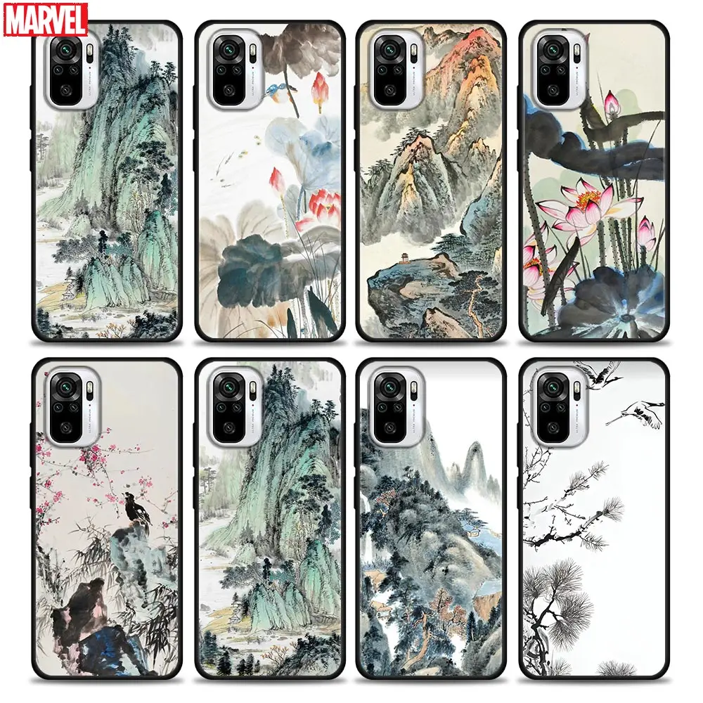 

Case For Redmi K40 K30 K20 12C 10 10C 9T 9C 9A 9 8A 8 7A 7 6A 6 5A 5 4X 4A Pro Plus 5G Cover Case Chinese Style Ink Painting Art