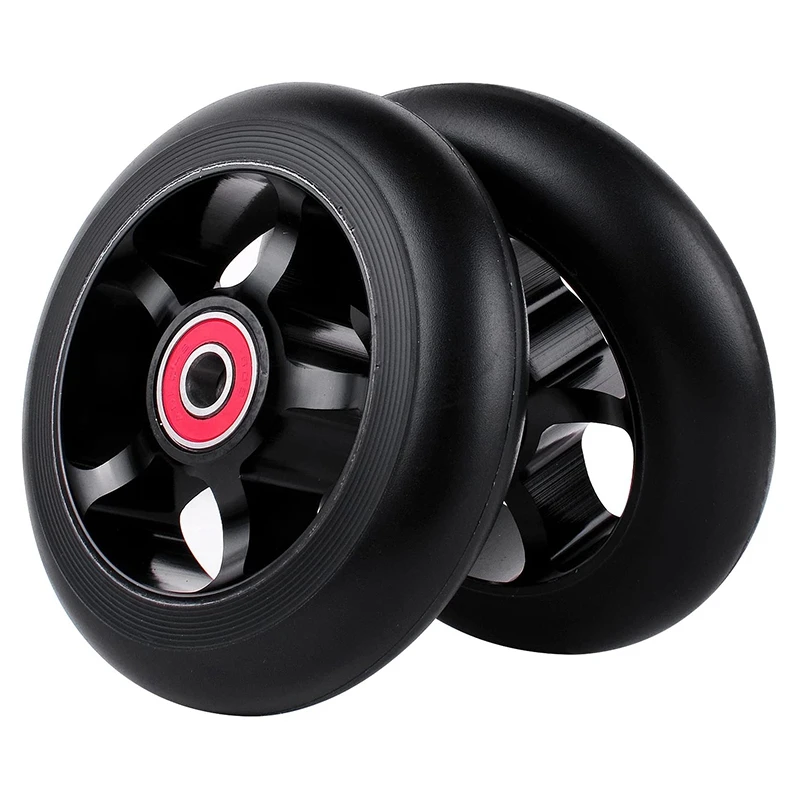

2Pcs 100mm Scooter Replacement Wheels with Bearings Aluminum Wear-Resistant PU Scooter Parts Scooter Accessories,Black