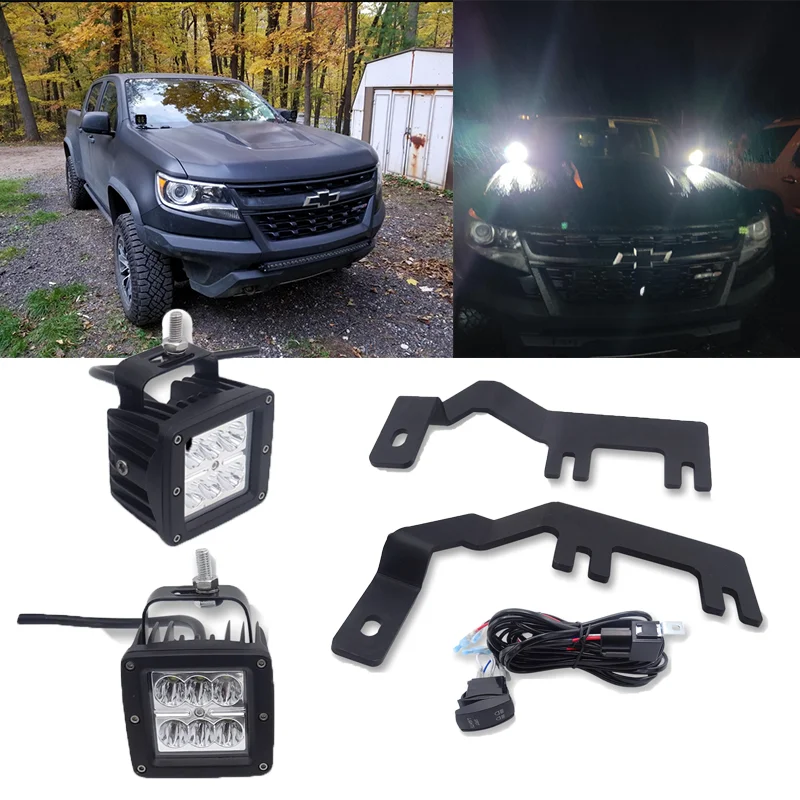 

24W Hood Ditch 10--30V LED Fog Light Bracket Kit For Chevrolet 2015-2022 Colorado / GMC Canyon PMMA Lens Car Accessories