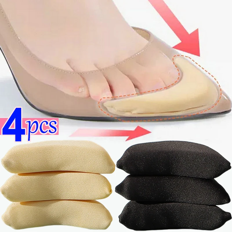 

4pcs Sponge Forefoot Insert Pads Women Pain Relief High Heel Insoles Reduce Shoe Size Filler Protector Adjuster Shoe Accessories