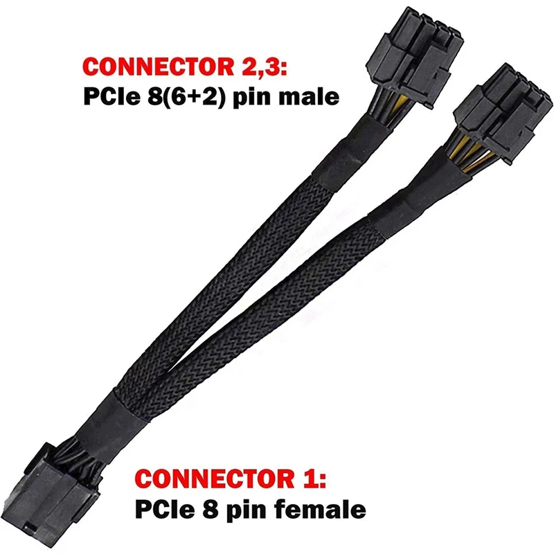 

20 см GPU PCIE 8 Pin Female к Dual 2X 8 (6 + 2) Pin Male PCI Express адаптер питания плетеный Y-разветвитель Удлинительный кабель лидер продаж