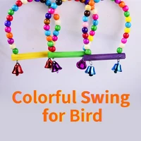 new small and medium parrot stand toy natural wooden colorful stick swing with colorful beads bell bird cage stand bird supplies