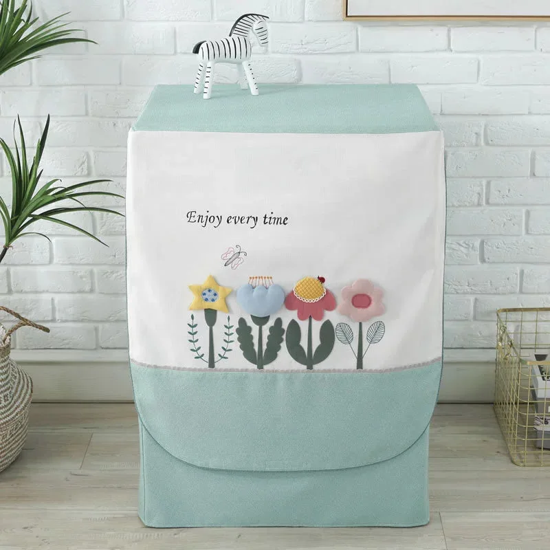 

Automatic Roller Washer Sunscreen Dustproof Cover Washing Machine Cover Protective Dryer Cotton Cloth Front Open Home Decoration