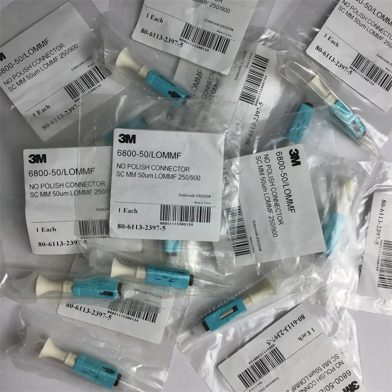 100PCS 3M 6800-50/LOMMF No Polish Fiber Optic Fast Connector SC MM 50μm LOMMF 250/900 quick connector