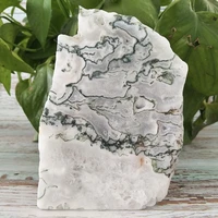 natural moss agate crystal cluster slice green filiform stone trace element spiritual meditation healing room decor gems