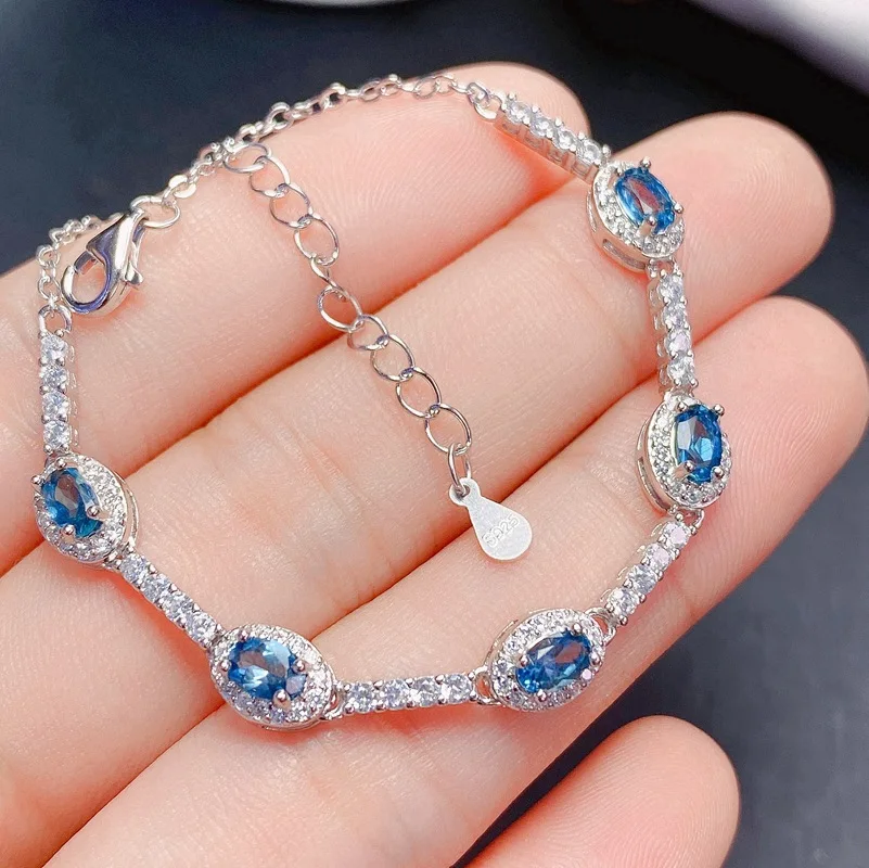 

Small Fresh Natural London Blue Topaz Bracelet