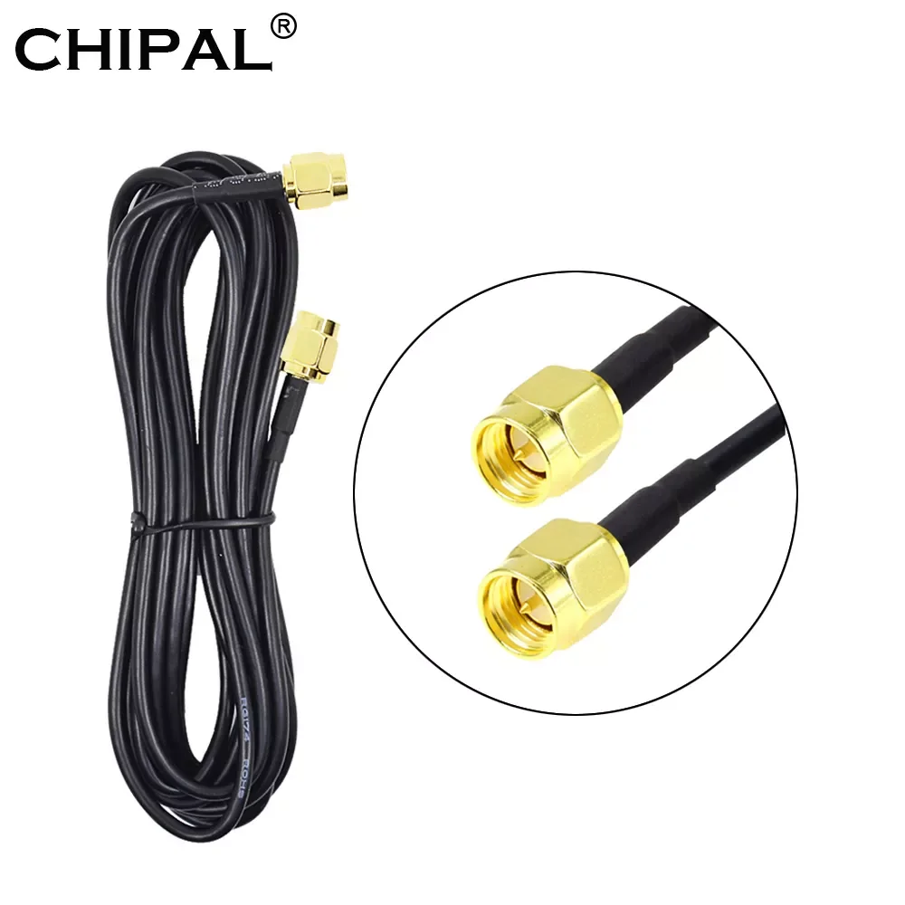

CHIPAL 5M 6M 8M 9M RG174 Cable SMA Male to Male Extension Cord Copper Feeder Wire for Coaxial WiFi Network Card Router Antenna