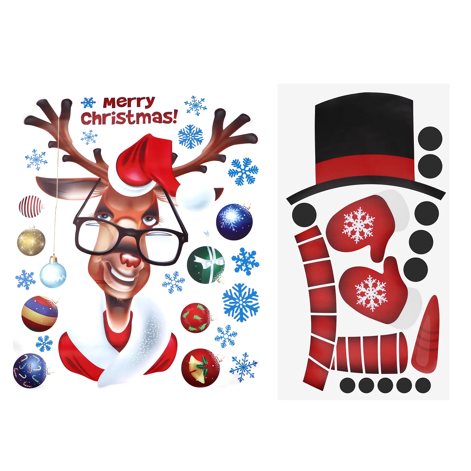 

2pcs Christmas Stickers Refrigerator Decals Decorative Cartoon Wall Stickers
