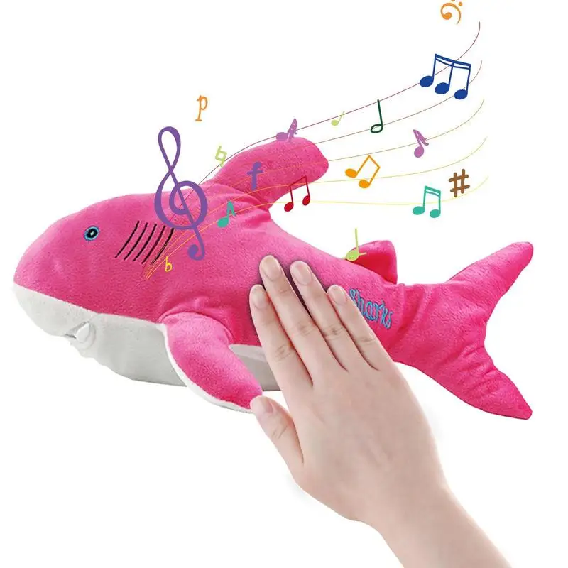 

Музыкальная Акула, мягкая игрушка, мультяшная плюшевая поющая кукла с подвижным хвостом и ртом, обучающая разговаривать, музыкальные электрические игрушки для детей