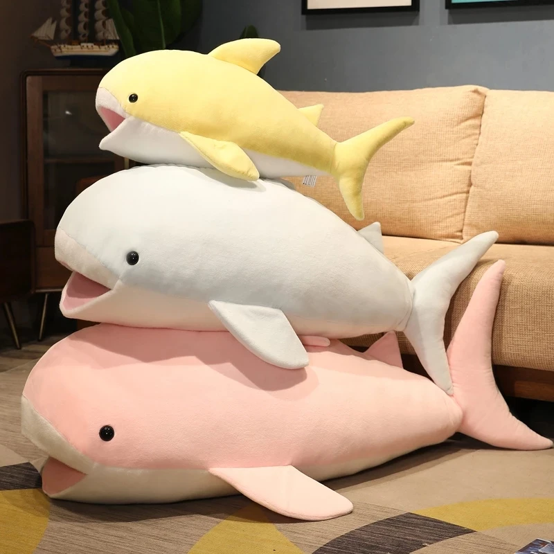 

120cm Fluffy Giant Open Mouth Whale Plush Toy Blue Pink Sea Animal Stuffed Doll Huggable Shark Soft Pillow Floor Mat Kids Gift