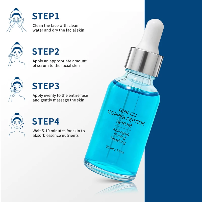 Фото Сыворотка с пептидами меди Ghk-cu 30 мл: Восстанавливающая эссенция для лица, глубоко увлажняющая, питательная, для ежедневного ухода за кожей, крем для лица №5